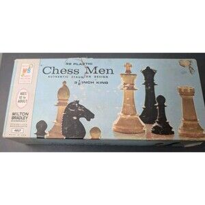 Milton Bradley Chess Men 32 Piece Set '60s Vintage Entertainment Room Decor READ